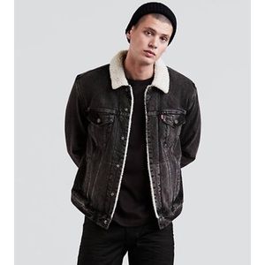 Levi’s black washed Sherpa button up jacket.